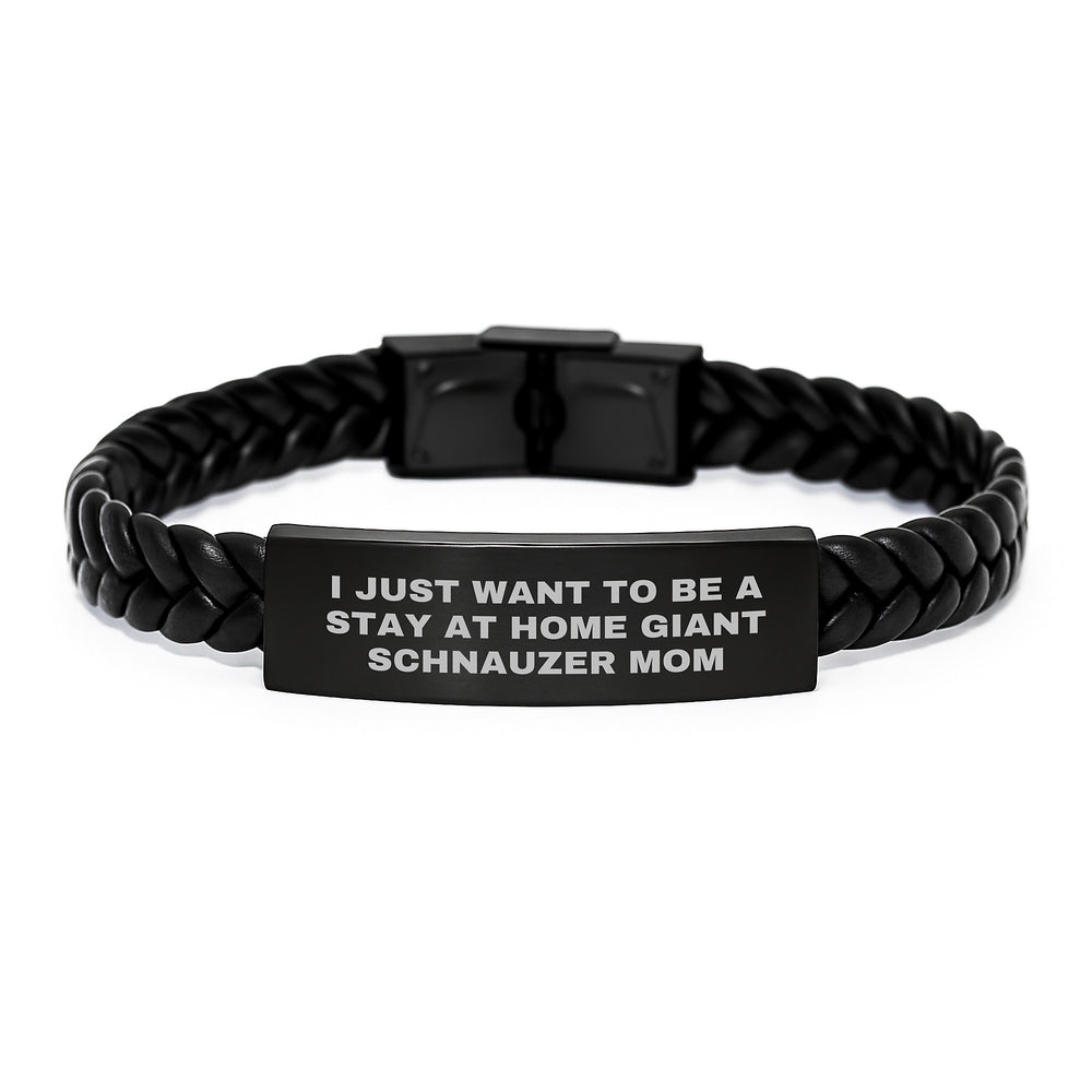 Funny Giant Schnauzer Dog Gifts, Interlaced Leather Bracelet for Stay at Home Moms, Gifts from Women, for Giant Schnauzer Dog Owners, Graduation Unique Gifts - Image 1