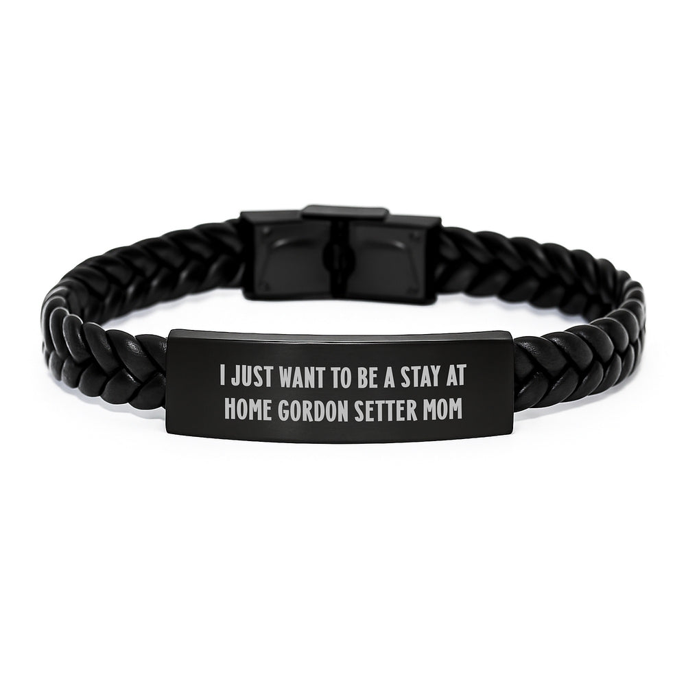 Gordon Setter Mom's Joy, Interlaced Leather Bracelet for Gordon Setter Dog Lovers, Funny Gift from Family, Friends, or Coworkers for Graduation - Image 1