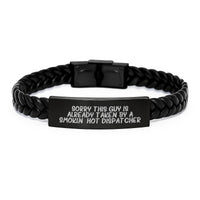 Load image into Gallery viewer, Funny Dispatcher Gifts from Friends for Birthday - Interlaced Leather Bracelet with Quote - Stainless Steel and PU Leather, 7.87 inches Long - Image 1