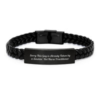 Load image into Gallery viewer, Funny Nurse Practitioner Gifts for Men from Coworkers - Smokin' Hot Nurse Practitioner, Interlaced Leather Bracelet, Christmas Unique Presents - Image 1