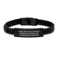 Load image into Gallery viewer, Funny Occupational Therapist Gifts, Interlaced Leather Bracelet for Him, Valentine's Unique Gifts from Friends - Image 1