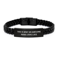 Load image into Gallery viewer, Funny Birthday Unique Gifts for Nana from Family Member - Interlaced Leather Bracelet with Stainless Steel - Image 1