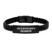 Load image into Gallery viewer, Ragamuffin Cat Lover's Funny Quote Interlaced Leather Bracelet Gifts for Him/Her - Birthday Unique Gifts from Friends - Life Is Better With A Ragamuffin - Image 1