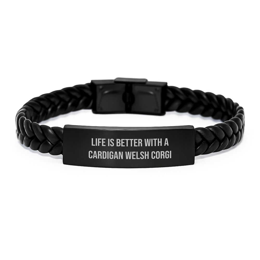 Funny Cardigan Welsh Corgi Dog Gifts - Life Is Better With A Cardigan Welsh Corgi, Interlaced Leather Birthday Unique Gifts from Friends - Image 1
