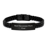 Load image into Gallery viewer, Funny Havanese Dog Mom Gifts - Interlaced Leather Bracelet for Graduation, &#39;Best Havanese Mom Ever&#39; Quote, Gifts from Family to Friends - Image 1

