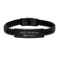 Load image into Gallery viewer, Havanese Dog Mom Gifts from Friends - Best Havanese Mom Ever Interlaced Leather Graduation Unique Gifts for Havanese Dog Lovers - Image 1
