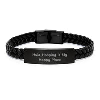 Load image into Gallery viewer, Hula Hooping Gifts from Family for Hula Hooping Enthusiasts - Interlaced Leather Bracelet for Men and Women, Inspired by Hula Hooping Is My Happy Place, Graduation Unique Gifts - Image 1
