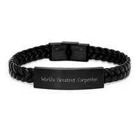 Load image into Gallery viewer, Carpenters&#39; Proud World&#39;s Greatest Interlaced Leather Bracelet, Gifts from Family to Friends for Graduation, A Unique Token of Appreciation - Image 1
