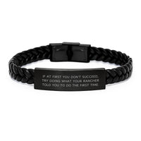 Load image into Gallery viewer, Funny Rancher Gifts from Men to Father's Day Unique Gifts for Ranchers Interlaced Leather Bracelet with Stainless Steel and PU Leather - Image 1