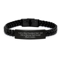 Load image into Gallery viewer, Unique Vice President Gifts for Men - Funny Interlaced Leather Bracelet, Graduation Unique Gifts from Dad, Vice President Dad Cooler - Image 1