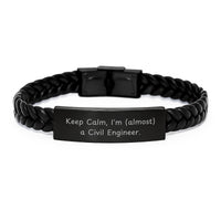 Load image into Gallery viewer, Civil Engineer Interlaced Leather Bracelet, Funny Keep Calm, Gifts for Men, Unique Graduation Unique Gifts from Family, Friends, Coworkers - Image 1