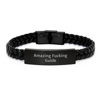 Load image into Gallery viewer, Funny Guide Gifts for Men, Women, Friends, or Family - Graduation Unique Guide Interlaced Leather Bracelet, Amazing F--king Quote - Image 1