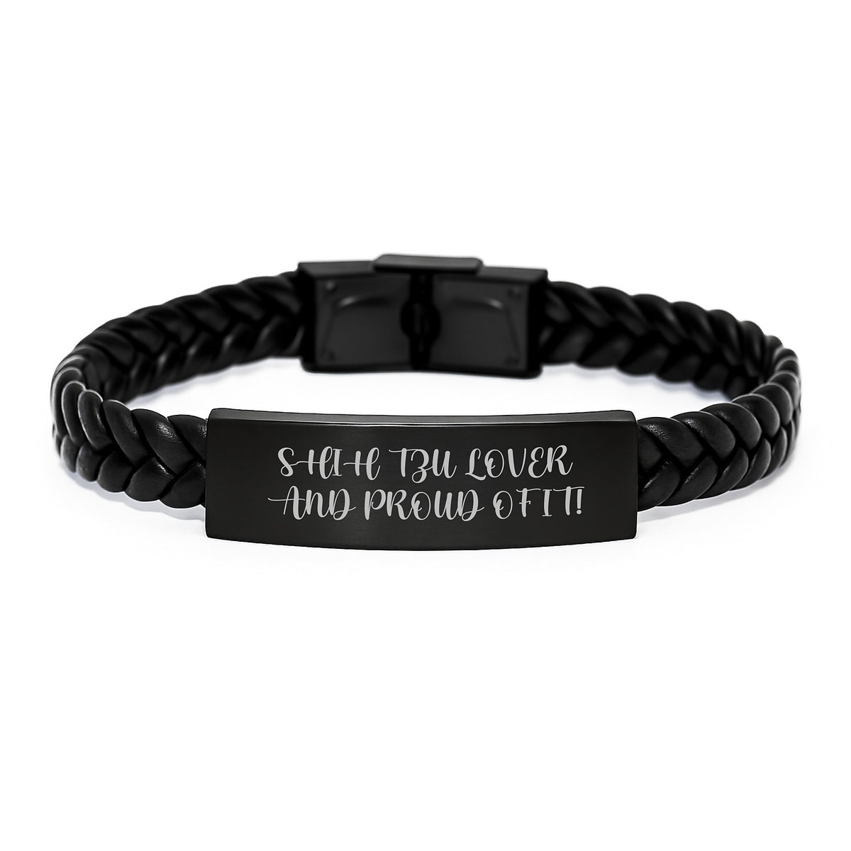 Shih Tzu Dog Lover Gifts, Interlaced Leather Birthday Presents from Friends, Funny Quote Jewelry for Women, Men, Family - 'Shih Tzu Lover And Proud Of It!' - Image 1