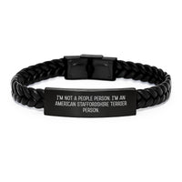Load image into Gallery viewer, Funny American Staffordshire Terrier Dog Engraved Interlaced Leather Bracelet Gifts from Family for Birthday Unique Presents - Image 1