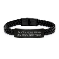 Load image into Gallery viewer, Bichon Frise Dog Lovers Funny Interlaced Leather Bracelet Gifts from Friends for Birthday, I&#39;m Not A People Person. I&#39;m A Bichon Frise Person. - Image 1
