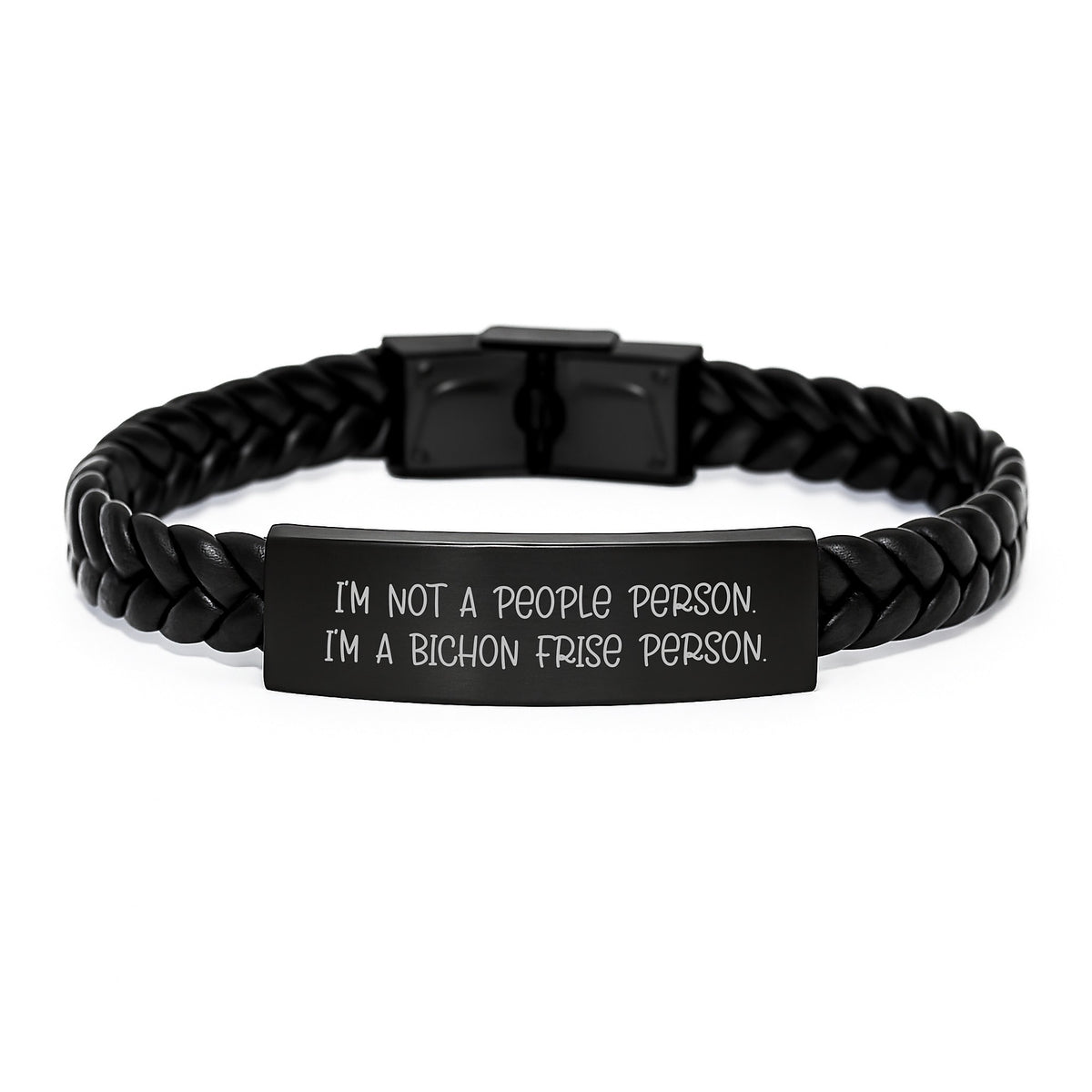 Bichon Frise Dog Lovers Funny Interlaced Leather Bracelet Gifts from Friends for Birthday, I'm Not A People Person. I'm A Bichon Frise Person. - Image 1