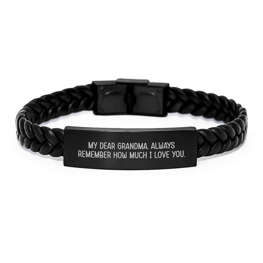 Heartfelt Grandma Gifts, Interlaced Leather Bracelet, My Dear Grandma - Birthday Unique Presents from Men to Grandma - Image 1