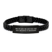 Load image into Gallery viewer, Funny Mississippi Inspired Interlaced Leather Bracelet Gifts for Men Friends Family Birthday Unique - Image 1