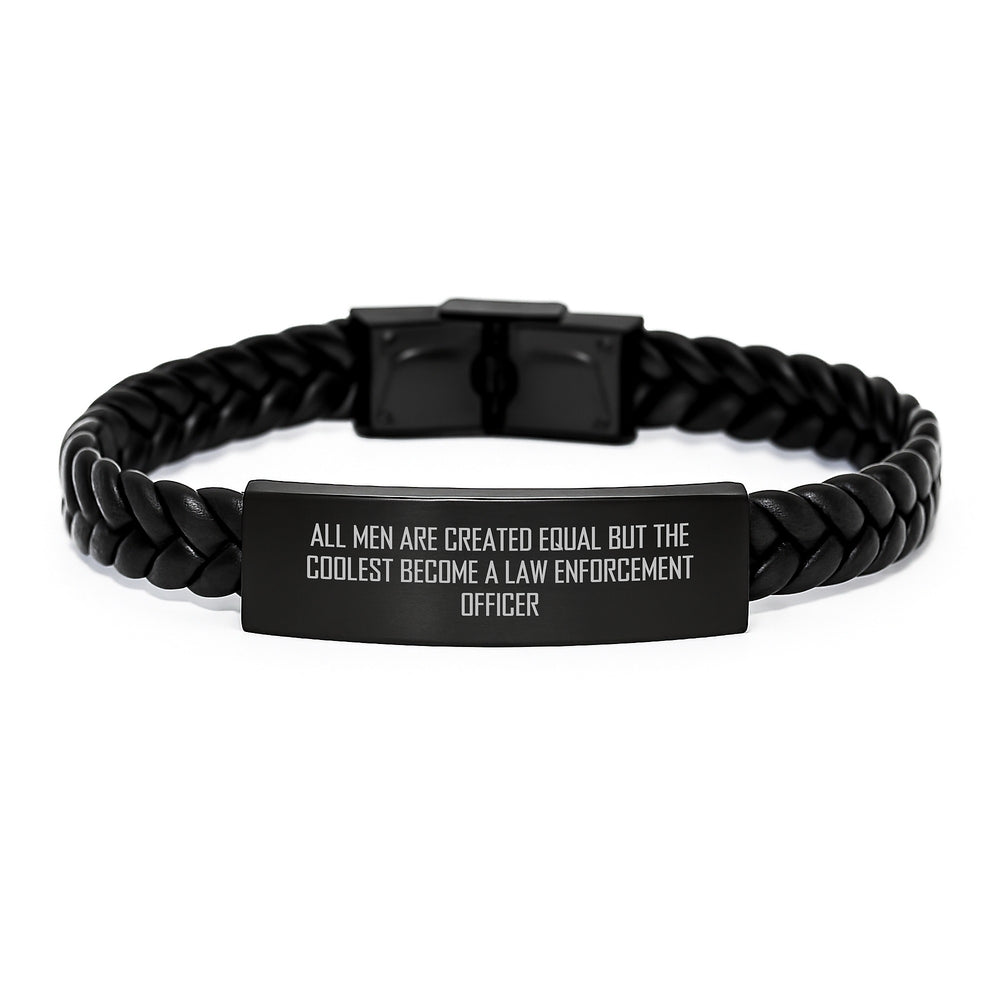 Funny Law Enforcement Officer Gifts, Inspirational Quote Interlaced Leather Bracelet, Birthday Unique Gifts from Men to Law Enforcement Officer, Gifts for Law Enforcement Officer Friends - Image 1