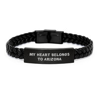 Load image into Gallery viewer, Arizona Enthusiast Gifts from Friends Birthday Unique Interlaced Leather Bracelets with Quote 'My Heart Belongs To Arizona' - Image 1