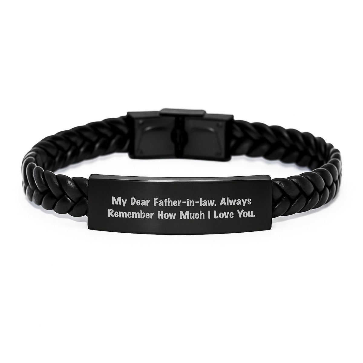 Funny Father-in-law Gifts from Men, Unique Interlaced Leather Bracelets with 'My Dear Father-in-law. Always Remember How Much I Love You.' Quote, Christmas Unique Gifts for Father-in-law - Image 1