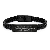 Load image into Gallery viewer, Sweetheart Gifts, Interlaced Leather Bracelet for Men, Birthday Unique Engraved Quote - &#39;My Dear Sweetheart. Always Remember How Much I Love You.&#39; from Men&#39;s Friends to Sweetheart - Image 1
