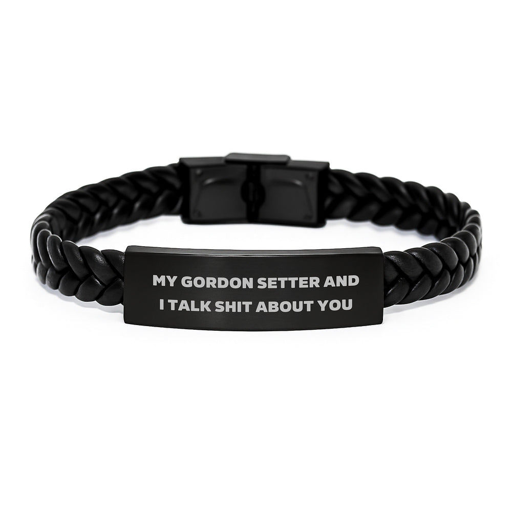 Gordon Setter Dog Enthusiast Gifts Funny Quote Interlaced Leather Bracelet, Gifts from Friends to Family for Birthday - Image 1