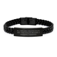 Load image into Gallery viewer, Massage Therapist Gifts for Men, Inspirational Quote Interlaced Leather Bracelet, Gifts from Friends, Unique Graduation Gifts for Massage Therapist - Image 1
