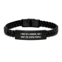 Load image into Gallery viewer, Funny Dancer Gifts for Men, Unique Interlaced Leather Bracelet with Stainless Steel and PU Leather, Dancer Christmas Unique Gifts from Friends - Image 1
