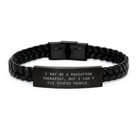 Load image into Gallery viewer, Radiation Therapist Gifts, Funny Quote Interlaced Leather Bracelet, Gifts from Men, for Radiation Therapist Birthday Unique Gifts, Sarcasm Inspirational Encouragement - Image 1
