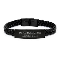 Load image into Gallery viewer, Funny Chef Gifts, Interlaced Leather Bracelet for Men, Birthday Unique Gifts from Friends - Do Not Make Me Use My Chef Voice Engraved - Image 1
