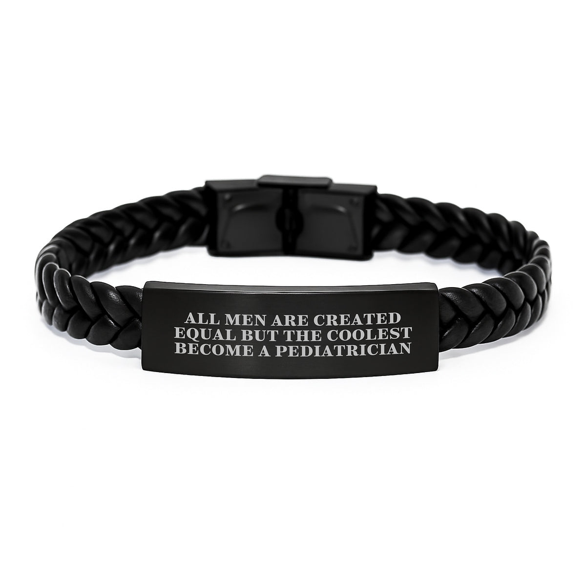 Funny Pediatrician Gifts for Men, Interlaced Leather Bracelet, 'All Men Are Created Equal But The Coolest Become A Pediatrician' Quote, Gifts from Friends, Gifts for Graduation - Image 1