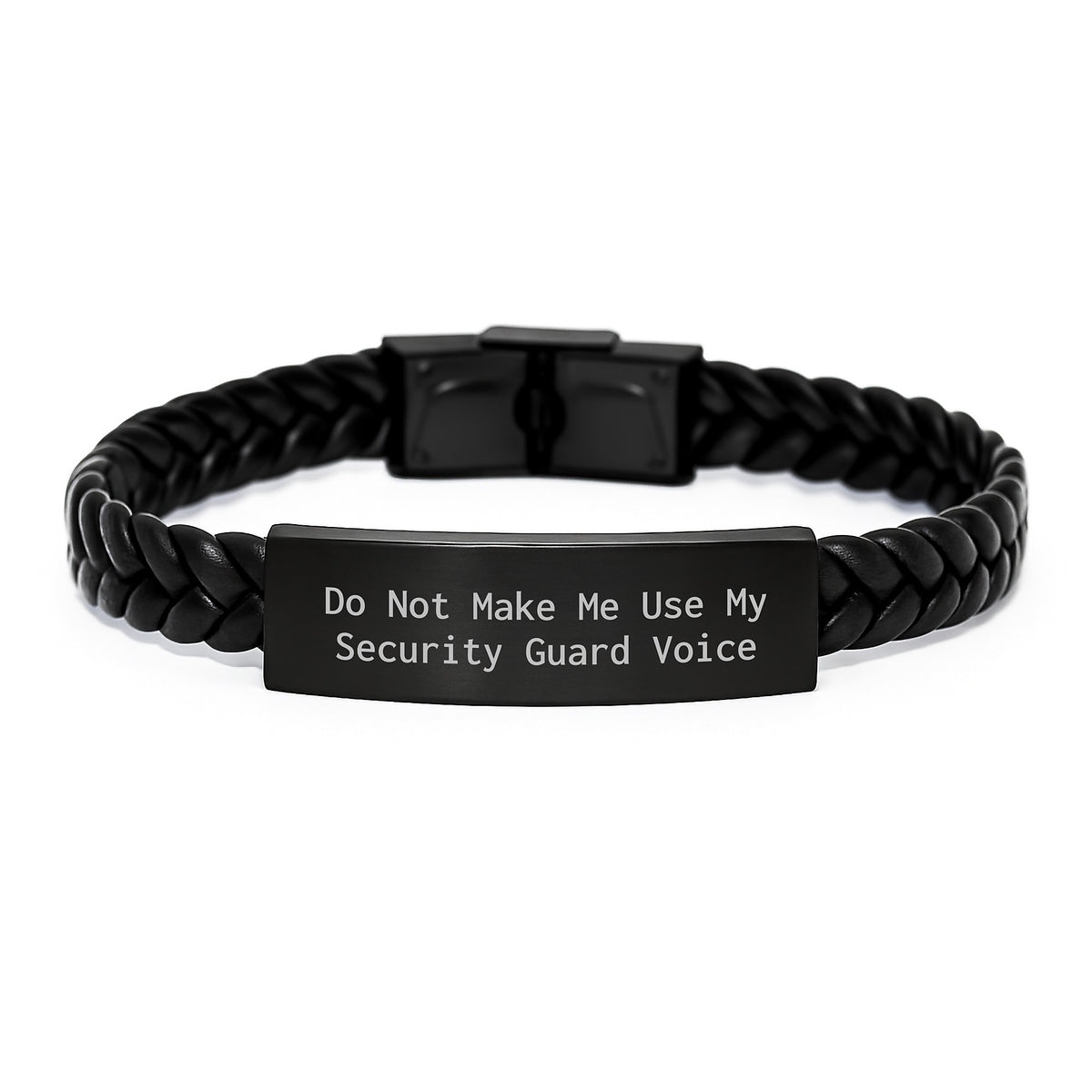 Funny Security Guard Gifts from Friends - Unique Interlaced Leather Bracelet, 'Do Not Make Me Use My Security Guard Voice' for Security Guard on Christmas - Image 1