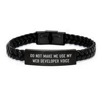 Load image into Gallery viewer, Unique Web Developer Gifts for Men Funny Interlaced Leather Bracelet from Friends and Family at Christmas - Image 1
