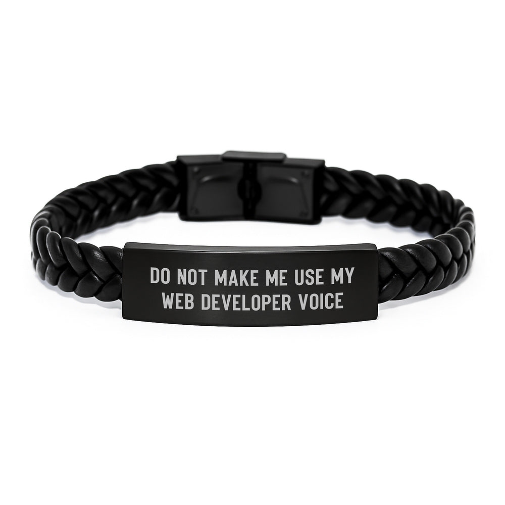 Unique Web Developer Gifts for Men Funny Interlaced Leather Bracelet from Friends and Family at Christmas - Image 1