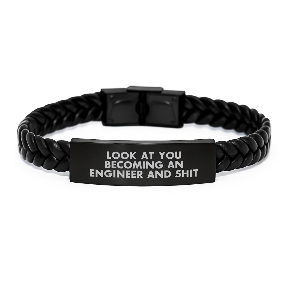 Funny Engineer Gifts for Men, Interlaced Leather Bracelet, Unique Christmas Unique Gifts from Friends and Family - Image 1