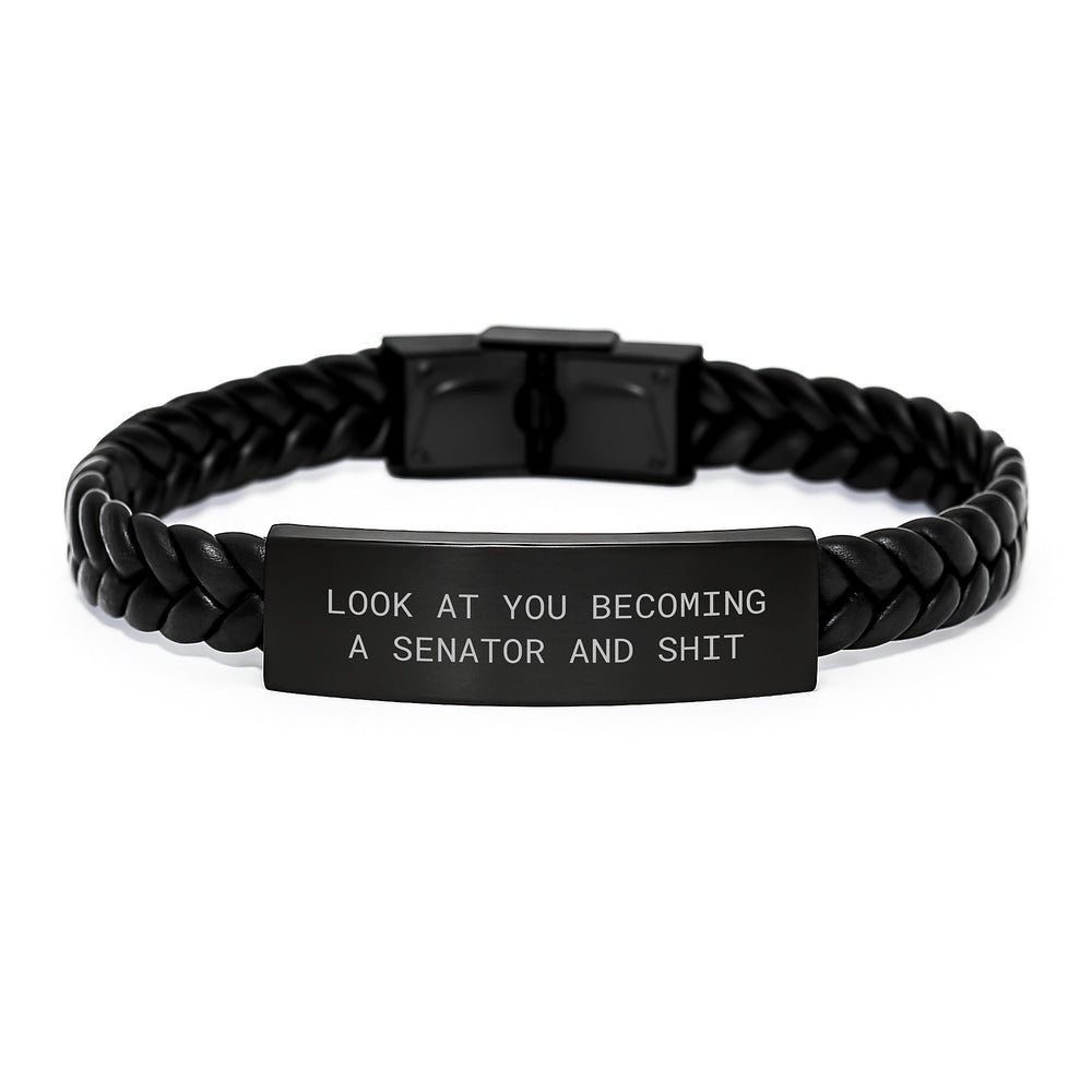 Funny Senator Gifts, Unique Interlaced Leather Bracelet, Gifts from Friends to Men, Senator Christmas Unique Gifts - Image 1