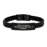 Load image into Gallery viewer, Gifts from Friends, Inspirational Creative Writing Interlaced Leather Bracelet, &#39;I Like Creative Writing And Maybe 3 People&#39;, Christmas Unique Gifts - Image 1
