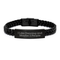 Load image into Gallery viewer, Funny Dancing Gifts from Friends for Dancing Enthusiasts, I Like Dancing And Maybe 3 People Interlaced Leather Bracelet for Birthday - Image 1

