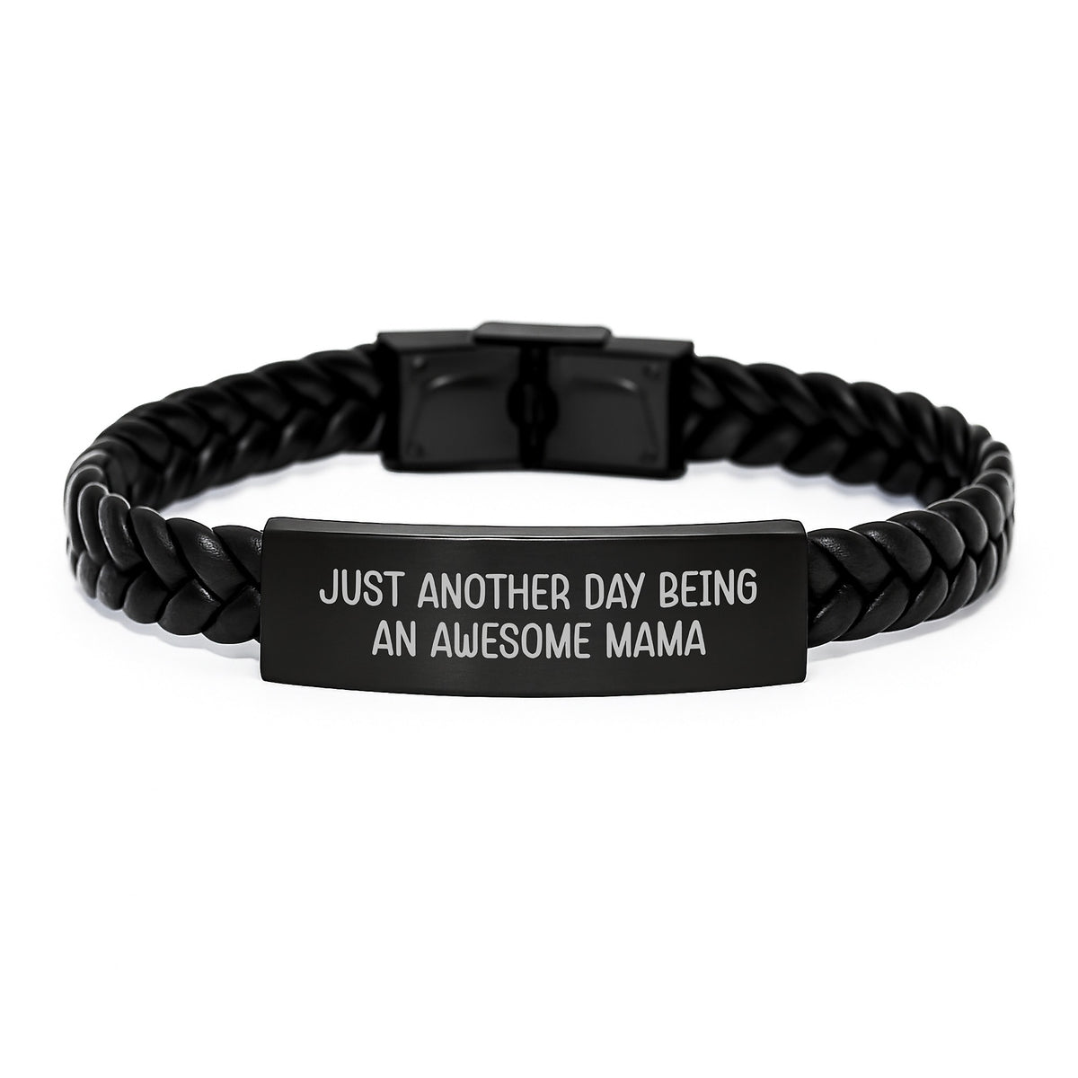 Funny Mama Gifts from Family - Interlaced Leather Bracelet for Mama - Christmas Unique Gifts for Mama - 'Just Another Day Being An Awesome Mama' Quote Interlaced Leather Bracelet - Image 1