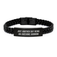 Load image into Gallery viewer, Funny Godmom Gifts from Family, Unique Interlaced Leather Bracelet with Inspirational Quote, Perfect for Godmom on Mother's Day - Image 1