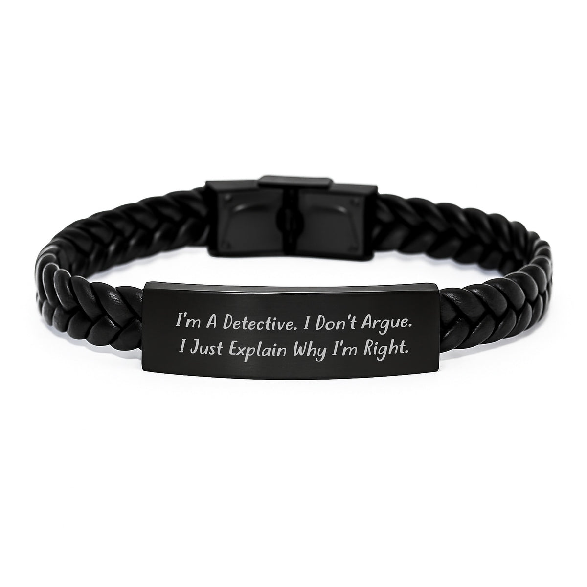 Funny Detective Inspirational Christmas Unique Gifts from Men Friends, Unique Interlaced Leather Bracelet for Detective Women Coworkers, I'm A Detective I Don't Argue I Just Explain Why I'm Right. - Image 1