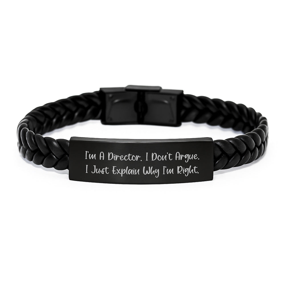 Funny Director Quote Interlaced Leather Bracelet Gifts for Director Friends Christmas Unique Presents from Men - Image 1