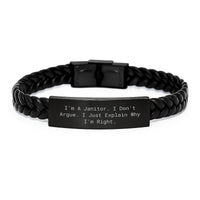Load image into Gallery viewer, Funny Janitor Gifts from Friends for Men - Interlaced Leather Bracelet, Stainless Steel and PU Leather Combination, Christmas Unique Gifts - Image 1
