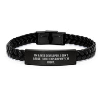 Load image into Gallery viewer, Funny Web Developer Gifts, Interlaced Leather Bracelet for Friends, Inspirational Quote &#39;I&#39;m A Web Developer&#39; Engraved Stainless Steel - Gifts from Friends to Web Developer, Birthday Unique Gifts - Image 1
