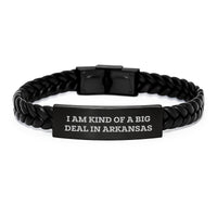 Load image into Gallery viewer, Arkansas Proud Interlaced Leather Bracelet, Funny Quote Gifts from Friends to Arkansas Graduates - Image 1
