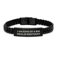 Load image into Gallery viewer, Kentucky Proud Interlaced Leather Bracelet, &#39;I Am Kind Of A Prime Selection In Kentucky&#39; Quote, Gifts from Friends, for Kentucky Men, Women, Graduation Unique Gifts - Image 1
