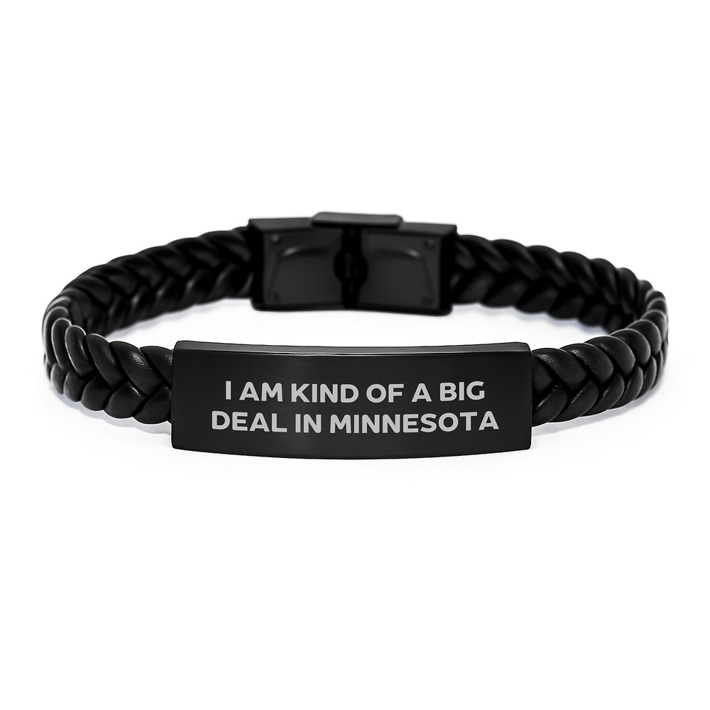 Kind of a Prime Selection in Minnesota Interlaced Leather Bracelet, Funny Gift from Friends to Family, Birthday Unique Gifts for Men and Women - Image 1