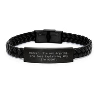 Load image into Gallery viewer, Funny Dancer Gifts from Friends for Dancer Enthusiasts, Interlaced Leather Bracelet with Stainless Steel, Perfect for Christmas Unique Gifts - Image 1
