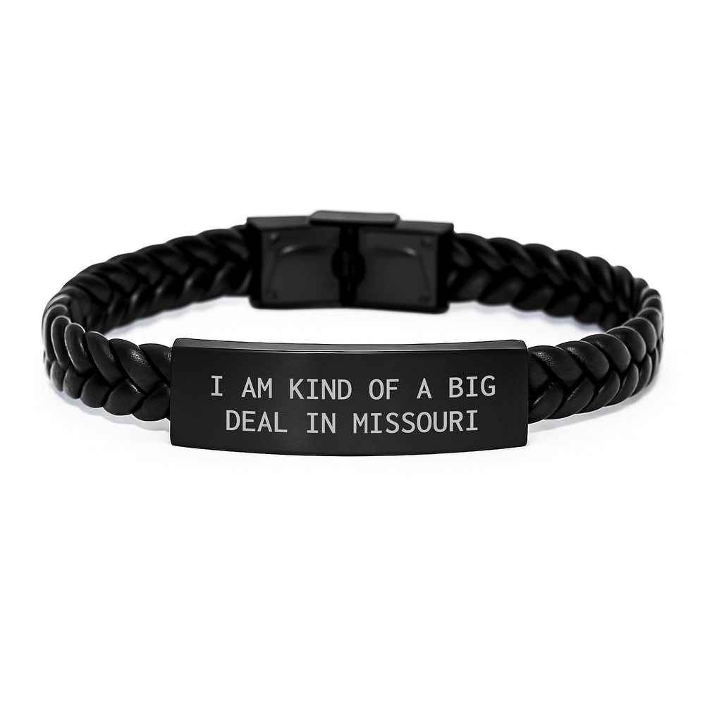 Funny Missouri Gifts for Men Women Friends Family on Christmas Unique Interlaced Leather Bracelets from Friends - Image 1